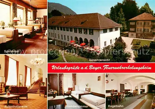 AK / Ansichtskarte Bayerisch_Gmain Bayerisches Feuerwehrerholungsheim Speisesaal Aufenthaltsraum Fremdenzimmer Kegebahn Bayerisch Gmain