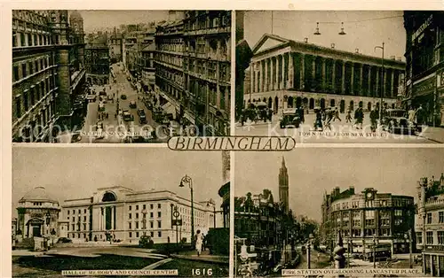 AK / Ansichtskarte Birmingham Stephensson s Street Town Hall Fire Station Lancaster Place Hall of Memory and Council Centre Birmingham