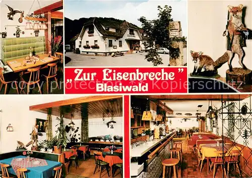 AK / Ansichtskarte Blasiwald Gasthaus Pension Zur Eisenbreche Gastraeume Theke Fuechse Blasiwald