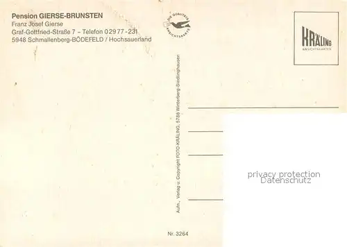 AK / Ansichtskarte Boedefeld Pension Gierse Brunsten  Boedefeld