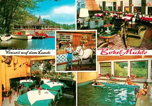 AK / Ansichtskarte Bokel_Elmshorn Hotel Restaurant Bokel Muehle Gastraeume Rudern Hallenbad Bokel Elmshorn