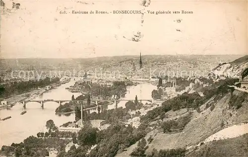 AK / Ansichtskarte Bonsecours_France Vue generale vers Rouen Bonsecours France