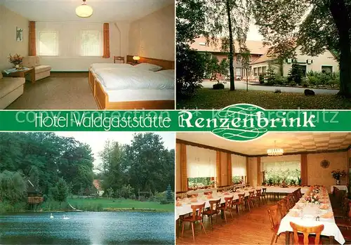 AK / Ansichtskarte Bramsche_Hase Hotel Waldgaststaette Renzenbrink Fremdenzimmer Festsaal Teich Bramsche Hase