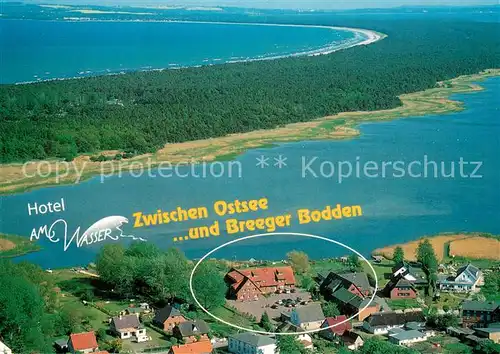 AK / Ansichtskarte Breege_Ruegen Fliegeraufnahme mit Hotel Restaurant Am Wasser Breege Ruegen