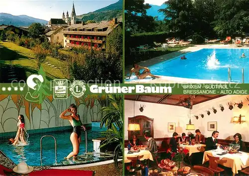 AK / Ansichtskarte Brixen_Suedtirol Hotel Gruener Baum Restaurant Hallenbad Swimming Pool Brixen Suedtirol