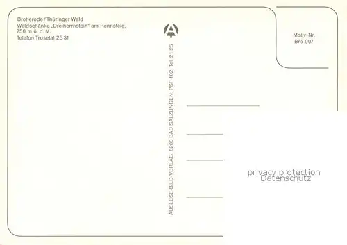 AK / Ansichtskarte Brotterode Waldschaenke Dreiherrnstein am Rennsteig Brotterode