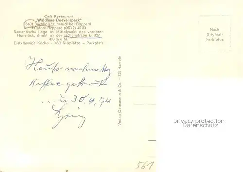 AK / Ansichtskarte Buchholz_Hunsrueck Cafe Restaurant Waldhaus Doevenspeck Buchholz Hunsrueck