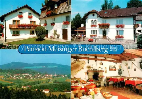 AK / Ansichtskarte Buechlberg Pension Meisinger Gastraum Panorama Buechlberg