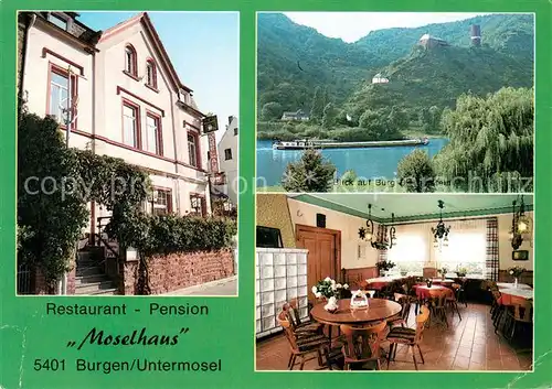 AK / Ansichtskarte Burgen_Mosel Restaurant Pension Moselhaus Gaststube Burgblick Edersee Burgen Mosel