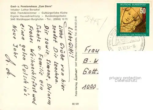 AK / Ansichtskarte Burghofen Panorama Gast und Pensionshaus Zum Stern Bar Kegelbahn Burghofen