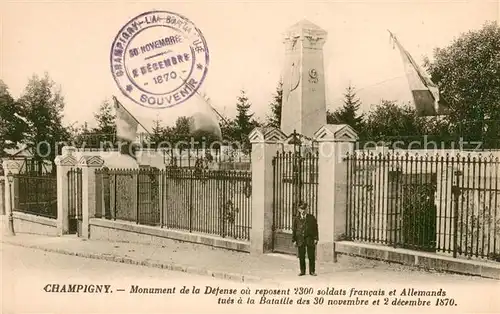 AK / Ansichtskarte Champigny_Marne Monument de la Defense ou reposent 2300 soldats francais et Allemands tues a la Bataille des Nov et Dec 1870 Champigny Marne