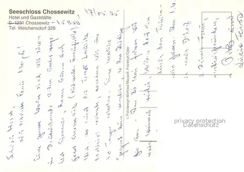 AK / Ansichtskarte Chossewitz Hotel Gaststaette Seeschloss Partie am Wasser Chossewitz
