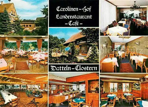 AK / Ansichtskarte Clostern Carolinenhof Landrestaurant Gastraeume Speisesaal Bar Clostern