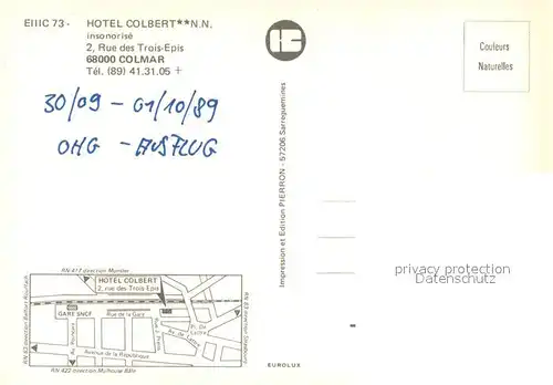 AK / Ansichtskarte Colmar_Haut_Rhin_Elsass Hotel Colbert Aufenthaltsraum Zimmer Colmar_Haut_Rhin_Elsass