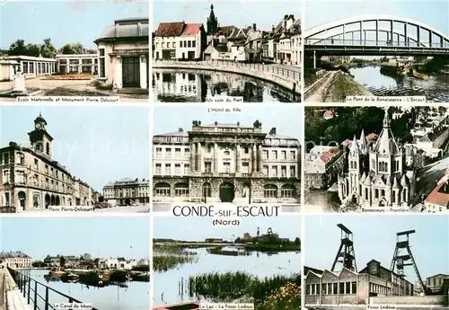 AK / Ansichtskarte Conde sur l_Escaut Vues d ensemble Monument Place Canal Pont Lac Hotel de Ville Conde sur l Escaut