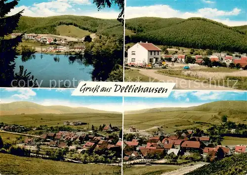 AK / Ansichtskarte Delliehausen Panorama Erholungsort im Solling Bergsee Campingplatz Delliehausen