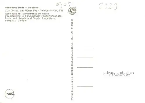 AK / Ansichtskarte Dersau Gaestehaus Weitz Garten Hallenbad am Ploener See Naturpark Holsteinische Schweiz Dersau
