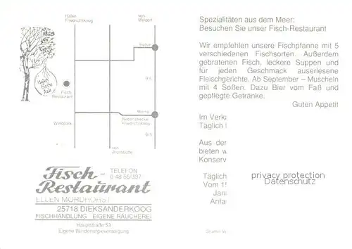AK / Ansichtskarte Dieksanderkoog Fisch Restaurant Hafen Fischkutter Dieksanderkoog