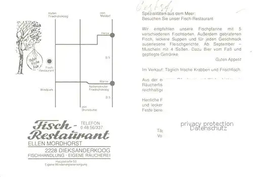 AK / Ansichtskarte Dieksanderkoog Fisch Restaurant Ellen Mordhorst Gaststube Fischtheke Bootshafen Dieksanderkoog