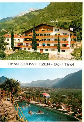 AK / Ansichtskarte Dorf_Tirol Hotel Schweitzer Pool Panorama Dorf_Tirol