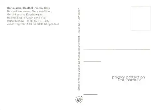 AK / Ansichtskarte Eichow Boehmischer Rasthof Pension Restaurant Eichow