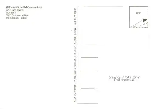 AK / Ansichtskarte Eisenberg_Thueringen Waldgaststaette Schoessersmuehle Biergarten Eisenberg Thueringen