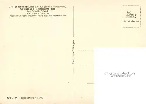AK / Ansichtskarte Endenburg Gasthof Pension zum Pflug Endenburg