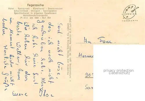 AK / Ansichtskarte Fegetasche Fliegeraufnahme mit Kl und Gr Ploenersee Fegetasche