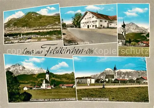 AK / Ansichtskarte Feldkirchen_Ainring Salzburg Gasthaus Gumping Feldkirchen mit Staufen und Zwiesel Untersberg Feldkirchen Ainring