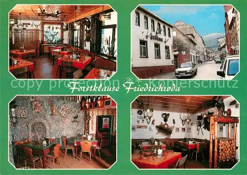 AK / Ansichtskarte Friedrichroda Forstklause Gastraum Strassenpartie Friedrichroda