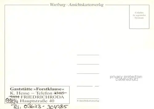 AK / Ansichtskarte Friedrichroda Forstklause Gastraum Strassenpartie Friedrichroda