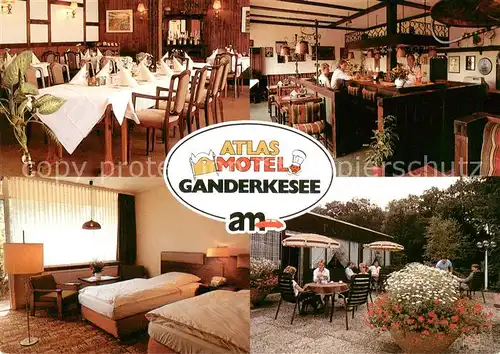 AK / Ansichtskarte Ganderkesee Atlas Motel Gastraeume Zimmer Terrasse Ganderkesee
