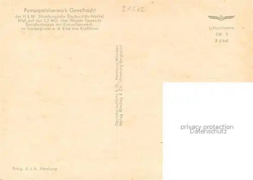 AK / Ansichtskarte Geesthacht_Elbe Pumpspeicherwerk Fliegeraufnahme Geesthacht_Elbe