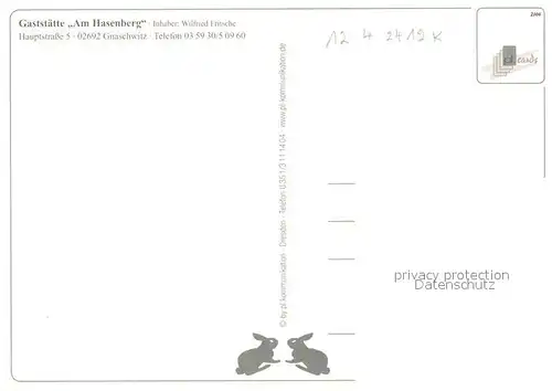 AK / Ansichtskarte Gnaschwitz Gaststaette Am Hasenberg Gaststube Panorama Gnaschwitz