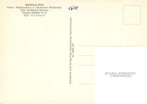 AK / Ansichtskarte Gondorf_Bitburg Waldhaus Eifel Gastraeume Gondorf Bitburg