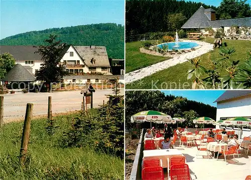 AK / Ansichtskarte Grafschaft_Schmallenberg Hochsauerlandhotel Stockhausen Springbrunnen Terrasse 