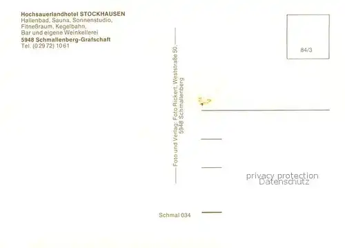 AK / Ansichtskarte Grafschaft_Schmallenberg Hochsauerlandhotel Stockhausen Springbrunnen Terrasse 