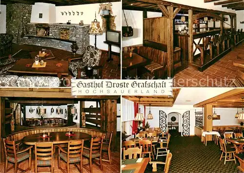 AK / Ansichtskarte Grafschaft_Schmallenberg Gasthof Droste Gastraeume Bar Kaminzimmer 