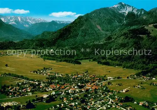 AK / Ansichtskarte Grassau_Chiemgau Fliegeraufnahme mit Hochplatte und Wilder Kaiser Grassau Chiemgau