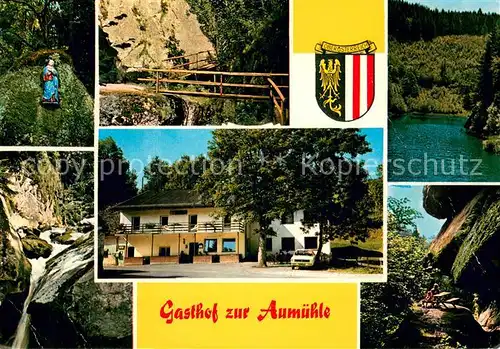 AK / Ansichtskarte Grein_Donau_Oberoesterreich Gasthof zur Aumuehle Schlucht Wanderweg Wasserfall Grein_Donau