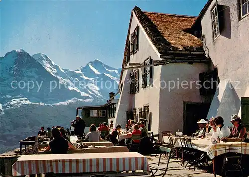 AK / Ansichtskarte Grindelwald Berghotel Faulhorn Sonnenterrasse mit Eiger Moench und Jungfrau Berner Alpen Grindelwald