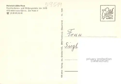 AK / Ansichtskarte Guenne Heinrich Luebke Haus Familienferien  und Bildungsstaette der KAB Hallenbad Kegelbahn Guenne