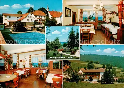 AK / Ansichtskarte Guettersbach Gasthaus Pension Zum goldenen Loewen Gastraeume Schwimmbad Guettersbach