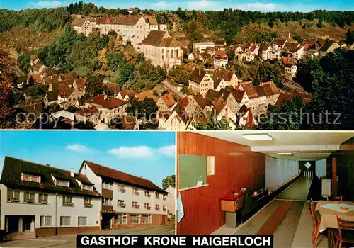 AK / Ansichtskarte Haigerloch Stadtpanorama mit Schlosskirche und Schloss Gasthof Krone Kegelbahn Haigerloch