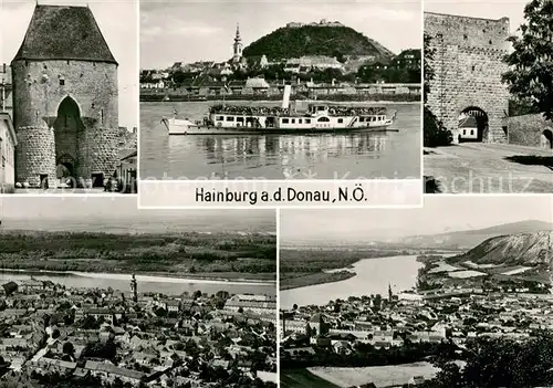 AK / Ansichtskarte Hainburg_Donau Stadttore Fahrgastschiff Panorama Hainburg Donau