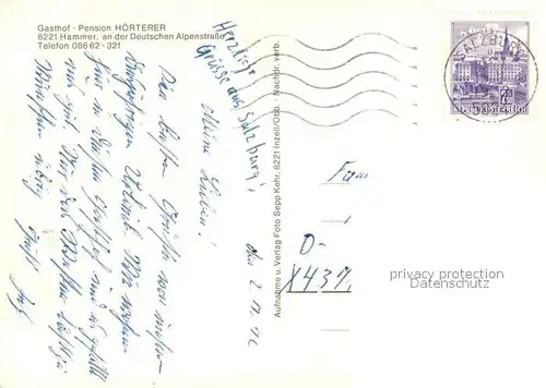 AK / Ansichtskarte Hammer_Inzell Gasthof Pension Hoerterer 