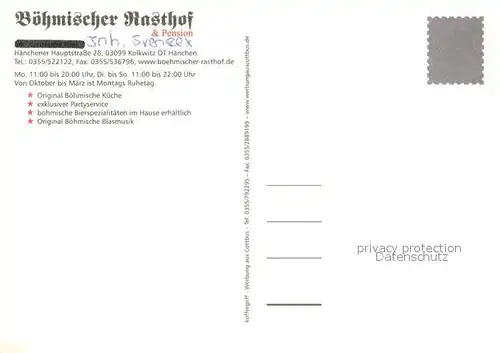 AK / Ansichtskarte Haenchen Boehmischer Rasthof und Pension Haenchen