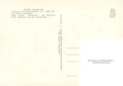 AK / Ansichtskarte Hankensbuettel Cafe Schmidt Gastraeume Hankensbuettel