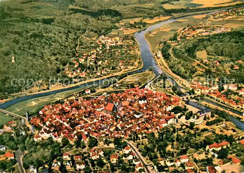 AK / Ansichtskarte Hann._Muenden Fliegeraufnahme mit Werra und Fulda Zusammenfluss Hann. Muenden