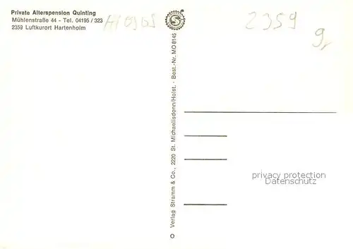 AK / Ansichtskarte Hartenholm Private Alterspension Quinting Gaststube Terrasse  Hartenholm